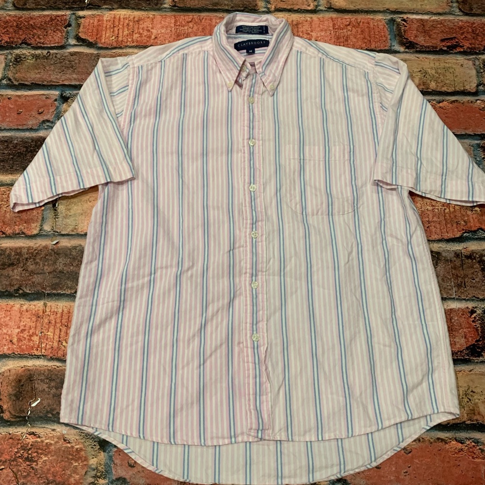 Vintage Striped Short Sleeve Button Down Shirt